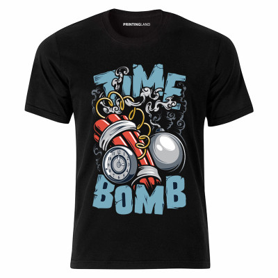 تیشرت آستین کوتاه مردانه مدل طرح TIME BOMB کد P131
