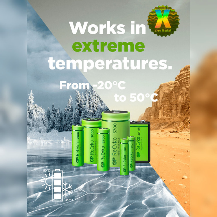 باتری کتابی جی پی مدل Rechargeable Recyko 200mAh 9V XRAY