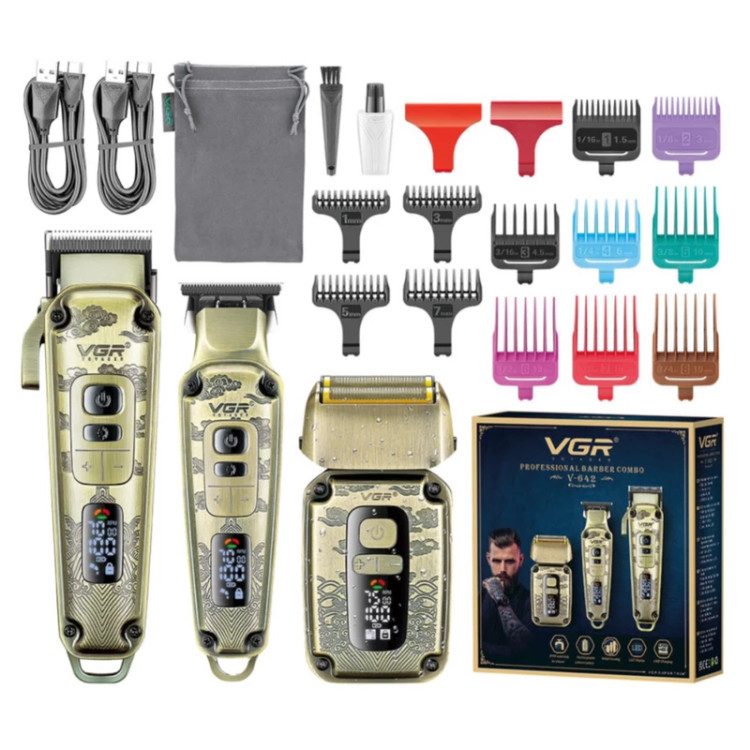 ماشین اصلاح موی سر و صورت وی جی ار مدل V-642 مجموعه سه عددی