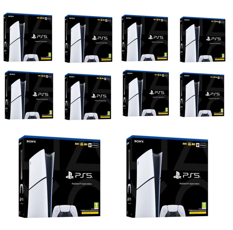 کارتن خالی کنسول مدل PS5 دیجیتال مجموعه 10 عددی