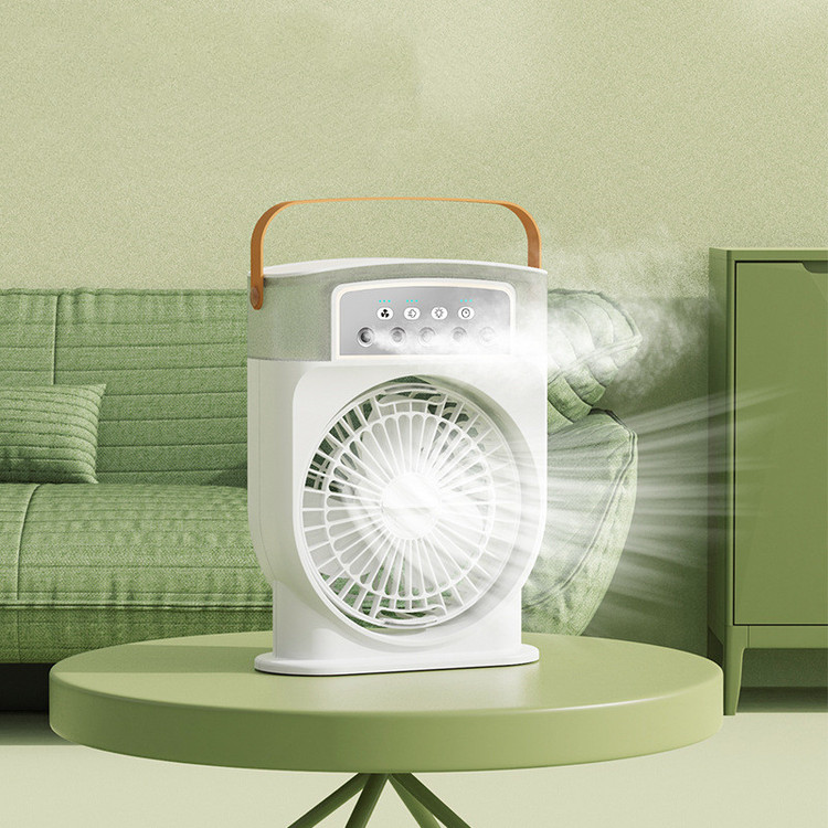 پنکه رومیزی مینی خنککننده Mini Portable Cooling Fan با مهپاش و چراغ LED