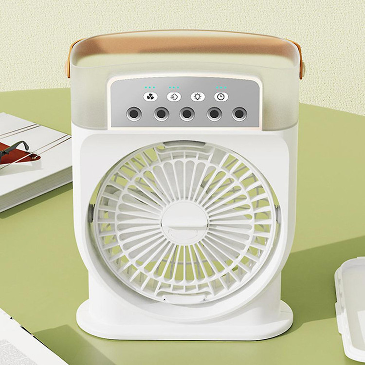 پنکه رومیزی مینی خنککننده Mini Portable Cooling Fan با مهپاش و چراغ LED