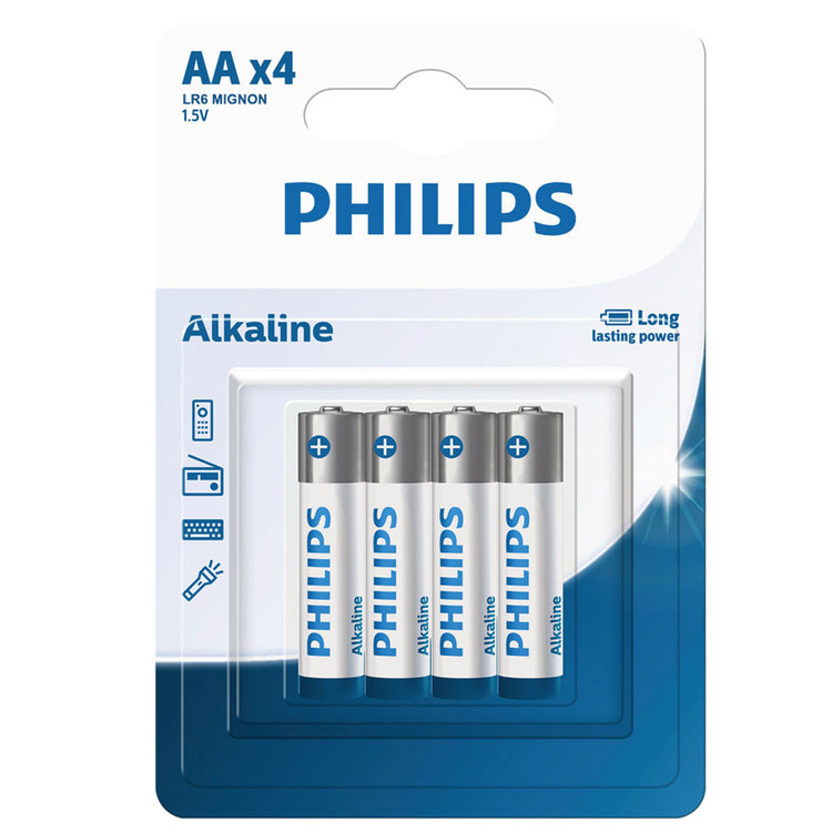 باتری قلمی آلکالاین فیلیپس مدل Alkaline بسته ۴ عددی