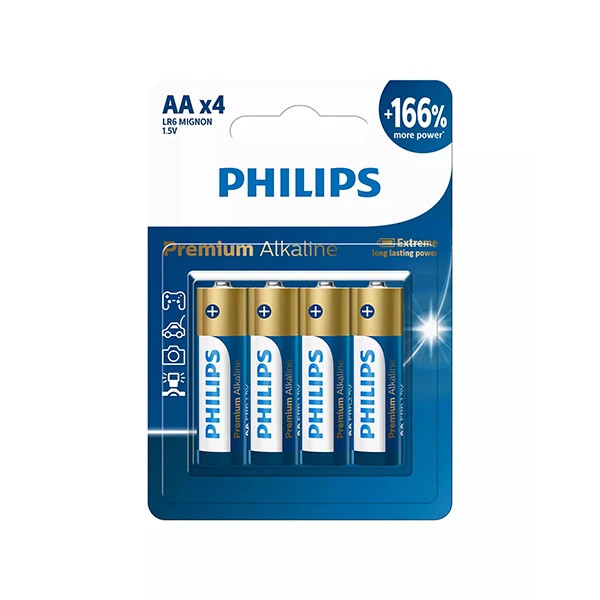 باتری قلمی آلکالاین فیلیپس مدل Premium Alkaline بسته ۴ عددی