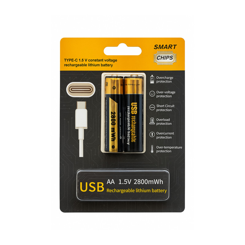 باتری قلمی قابل شارژ اسمارت چیپس مدل LI-ION USB-C بسته 2 عددی