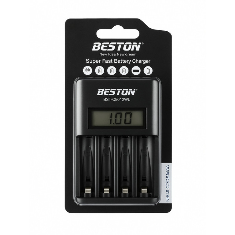 شارژر باتری بستون مدل BST-C9012WL Super Fast Charger | شارژر هوشمند باتری AA و AAA با LCD