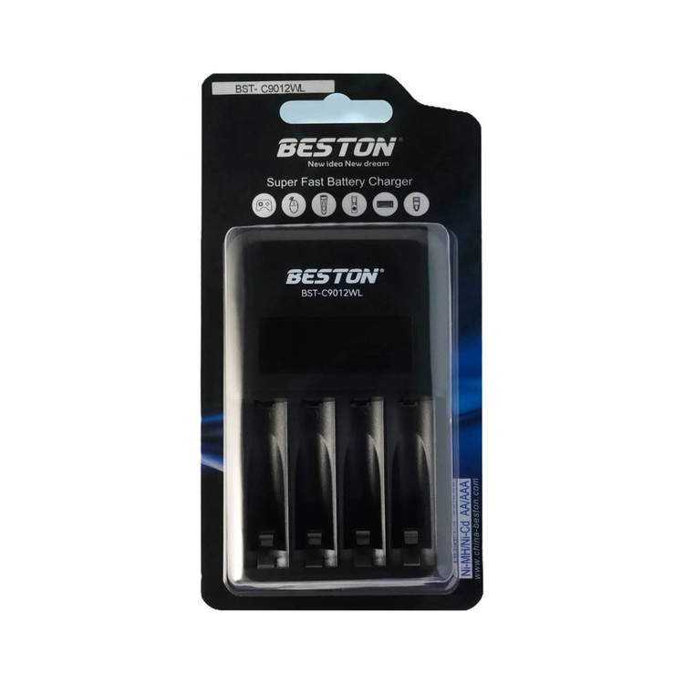 شارژر باتری بستون مدل BST-C9012WL Super Fast Charger | شارژر هوشمند باتری AA و AAA با LCD