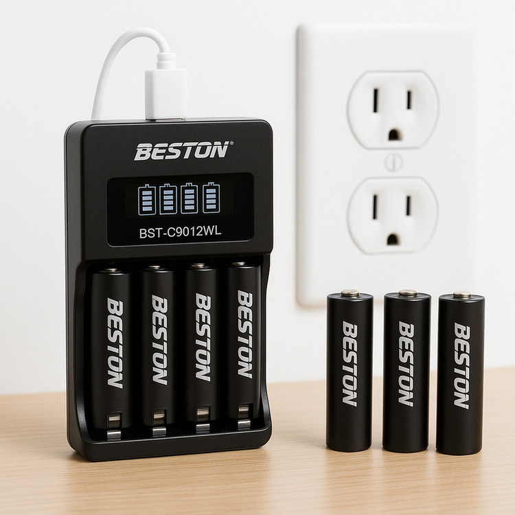شارژر باتری بستون مدل BST-C9012WL Super Fast Charger | شارژر هوشمند باتری AA و AAA با LCD