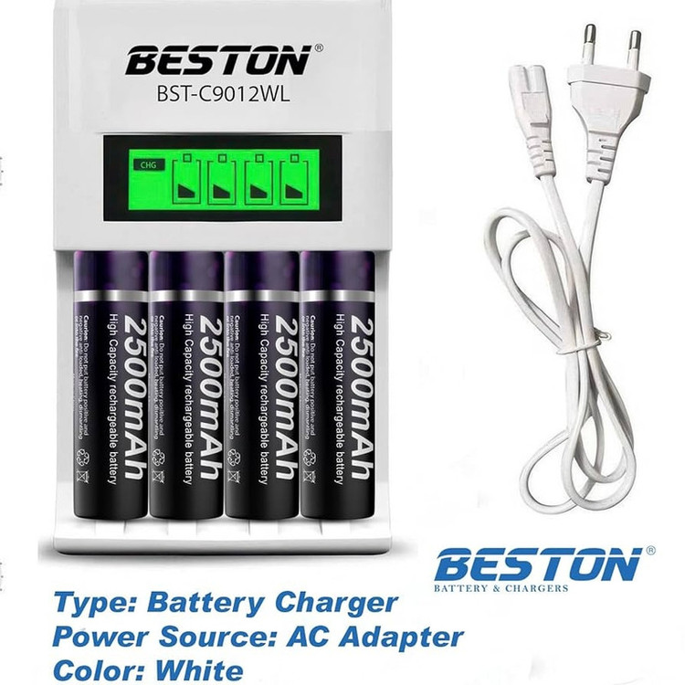 شارژر باتری بستون مدل BST-C9012WL Super Fast Charger | شارژر هوشمند باتری AA و AAA با LCD