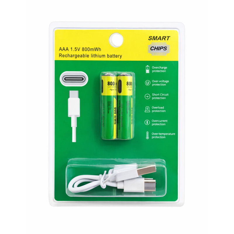 باتری نیم‌قلمی قابل شارژ اسمارت چیپس مدل LI-ION 800MWH، بسته 2 عددی