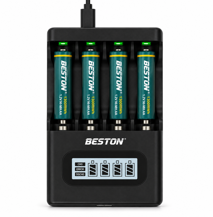 شارژر باتری قلمی و نیم قلمی بستون مدل M9501 چهار شیار یونیورسال