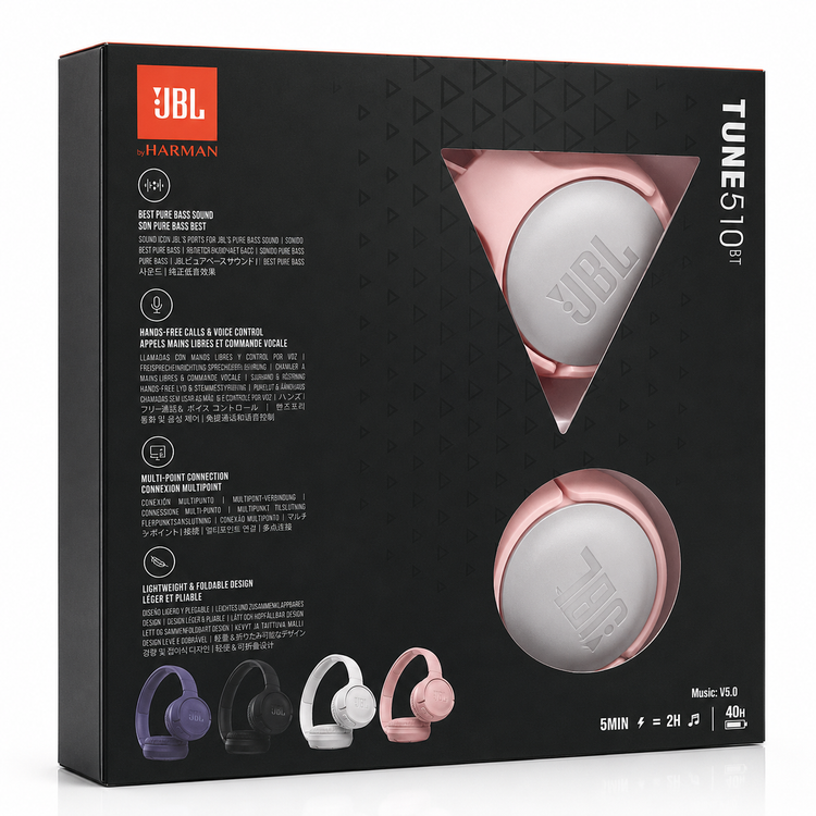 هدفون بلوتوثی جی بی ال JBL Tune 510BT | صدای Pure Bass، بلوتوث 5.0، شارژدهی 40 ساعته