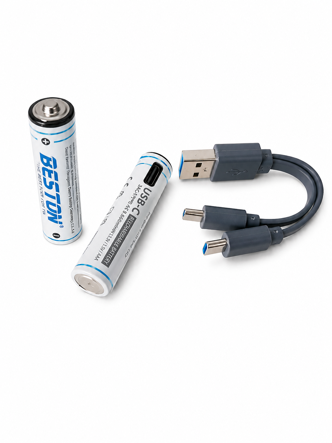 باتری نیم‌قلمی شارژی USB-C بستون مدل 3AC-18 ظرفیت 660mWh ولتاژ 1.5 ولت بسته 2 عددی