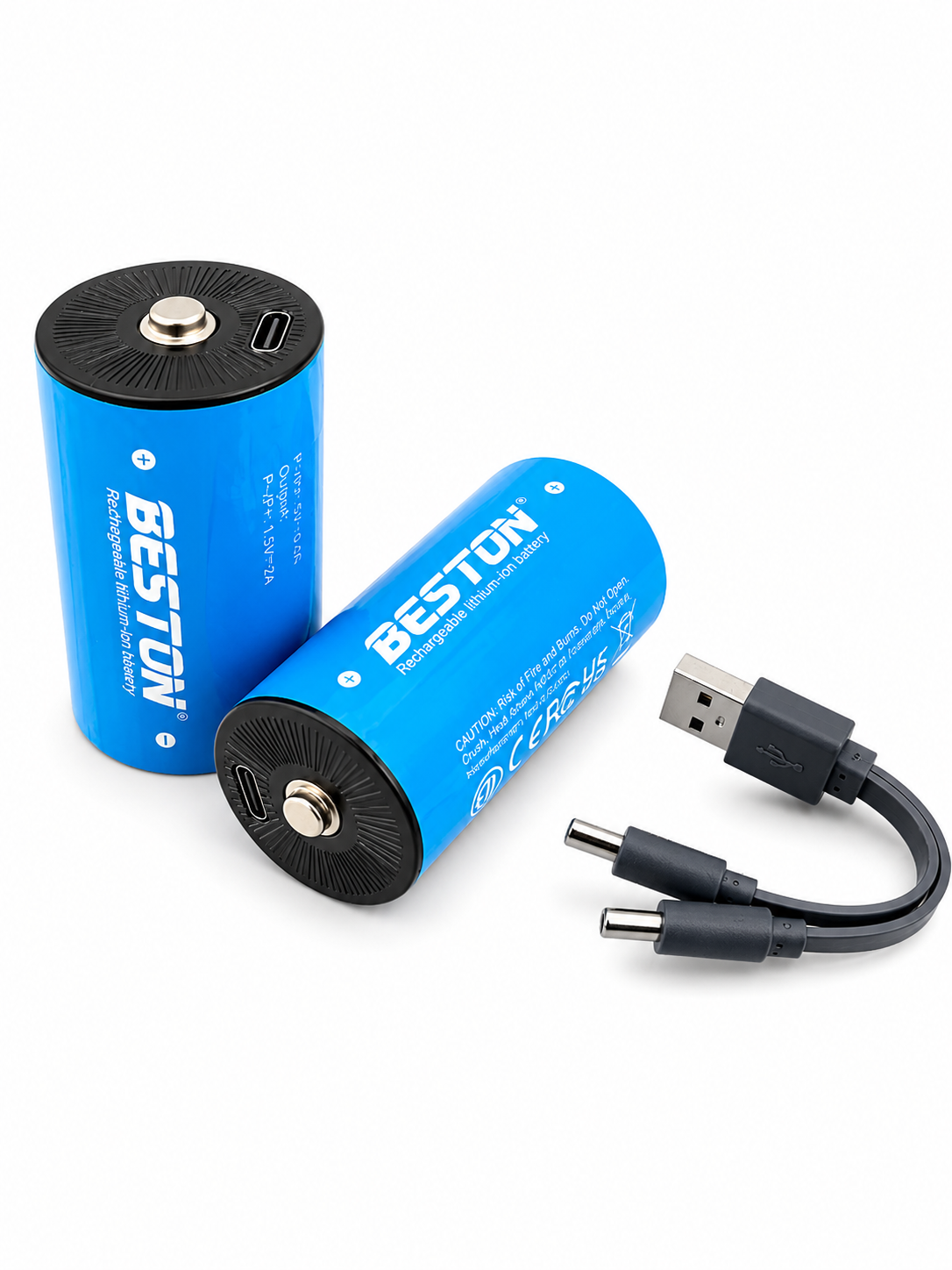 باتری شارژی لیتیومی سایز D بستون BESTON ظرفیت 7200mWh بسته 2 عددی