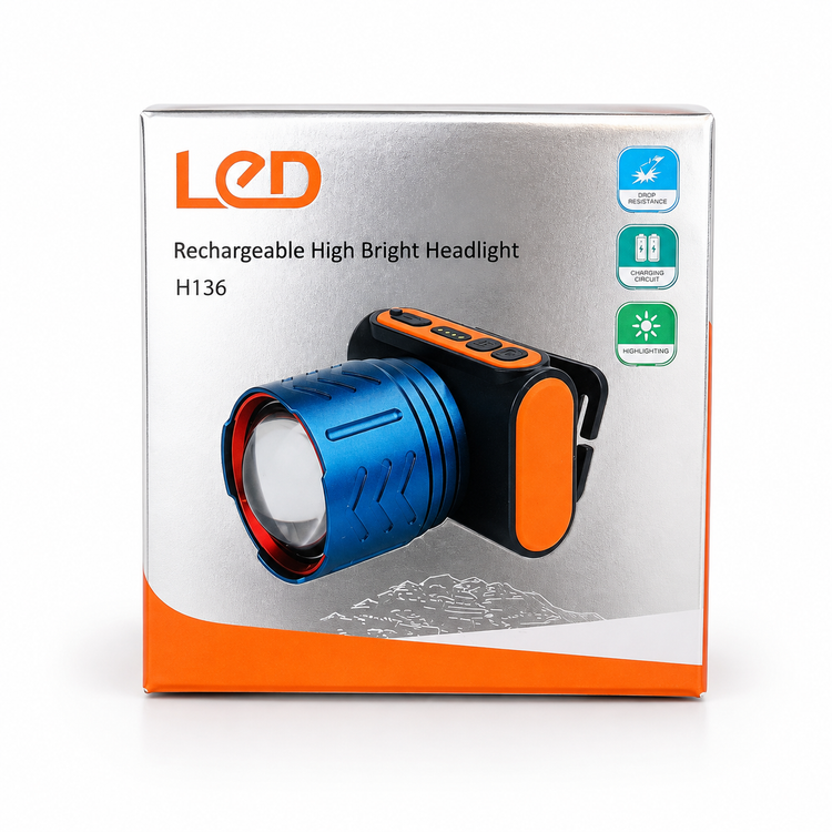 چراغ پیشانی شارژی اسمال سان small sun مدل H136 زوم دار با نور قوی