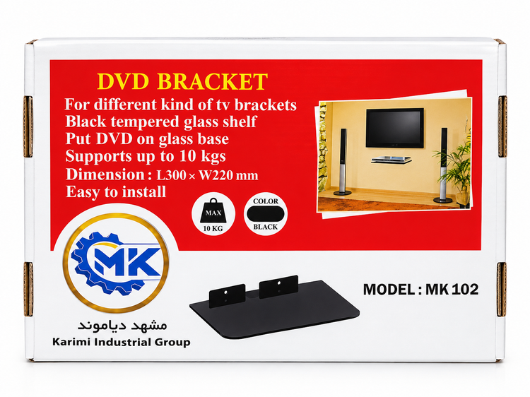 پایه شلف دیواری یک طبقه دیاموند مدل MK102 شیشه سکوریت